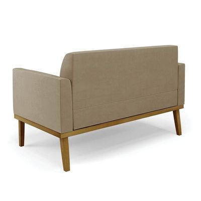 Sofá Namoradeira Base De Madeira Fixa Castanho Marisa Suede D03 - D?rossi Cor Marrom Rato