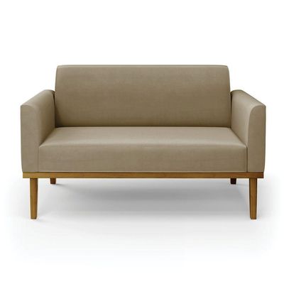 Sofá Namoradeira Base De Madeira Fixa Castanho Marisa Suede D03 - D?rossi Cor Marrom Rato