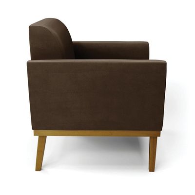 Sofá Namoradeira Base De Madeira Fixa Castanho Marisa Suede Marrom D03 - D?rossi