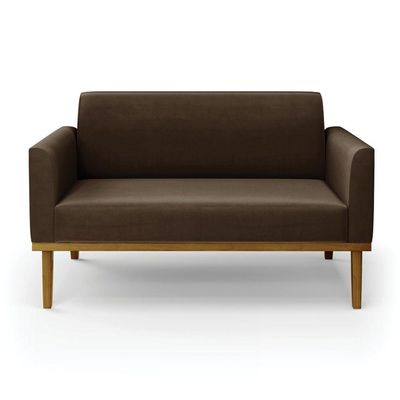 Sofá Namoradeira Base De Madeira Fixa Castanho Marisa Suede Marrom D03 - D?rossi