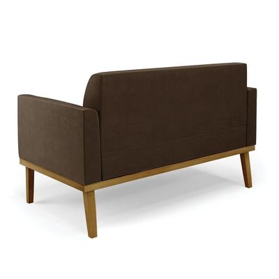 Sofá Namoradeira Base De Madeira Fixa Castanho Marisa Suede Marrom D03 - D?rossi