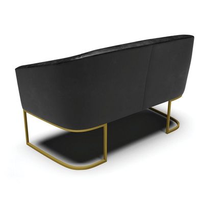Sofá Namoradeira 2 Lugares Base Industrial Dourado Stella Corano D03 - D'rossi Cor Preto