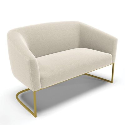 Sofá Namoradeira 2 Lugares Base Industrial Dourado Stella Bouclê D03 - D'rossi Cor Bege