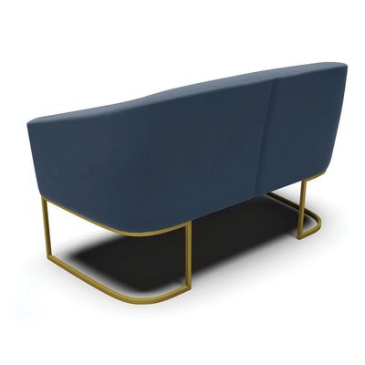 Sofá Namoradeira 2 Lugares Base Industrial Dourado Stella Suede D03 - D'rossi Cor Azul Marinho