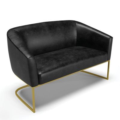 Sofá Namoradeira E Poltrona Base Industrial Dourado Stella Corano D03 - D'rossi Cor Preto