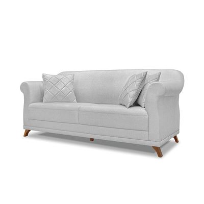 Sofá 2 Lugares Pé De Madeira Julieta 160 Cm Linho Grigio S04 - D'rossi