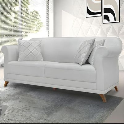 Sofá 2 Lugares Pé De Madeira Julieta 160 Cm Linho Grigio S04 - D'rossi