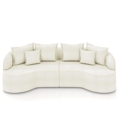Sofá 3 Lugares Orgânico Living 210cm Mersa Bouclê Bege K01 - D'rossi