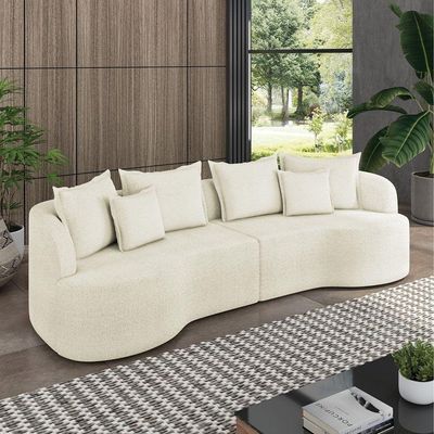 Sofá 3 Lugares Orgânico Living 210cm Mersa Bouclê Bege K01 - D'rossi