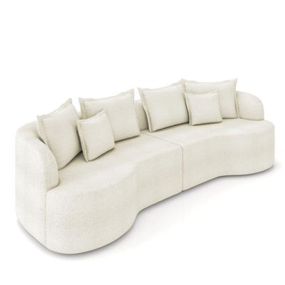 Sofá 3 Lugares Orgânico Living 210cm Mersa Bouclê Bege K01 - D'rossi
