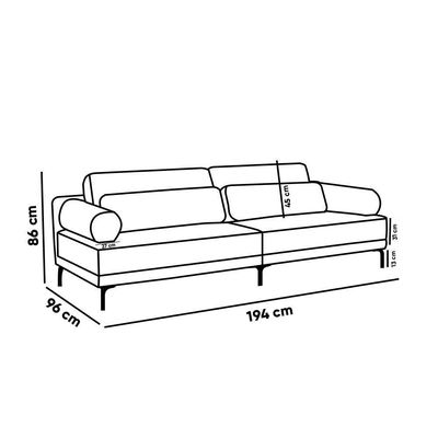 Sofá 2 Lugares Living 194cm Pé Ferro Romeu Bouclê K01 - D'rossi Cinza Claro