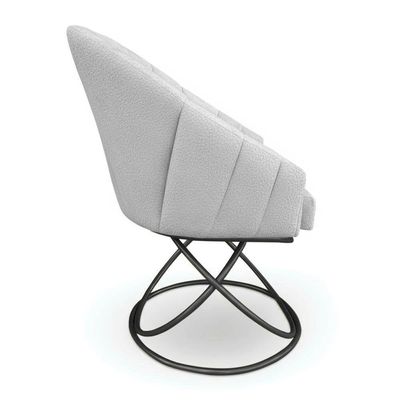 Kit 6 Poltronas Luxo Alana Linho Base Luxo Preto - Pallazio Cor Grafite