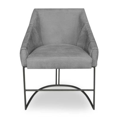 Kit 2 Poltronas Luxo Alana Suede Grafite Base Ferro Preto - Pallazio