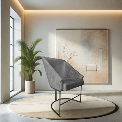 Kit 2 Poltronas Luxo Alana Suede Grafite Base Ferro Preto - Pallazio