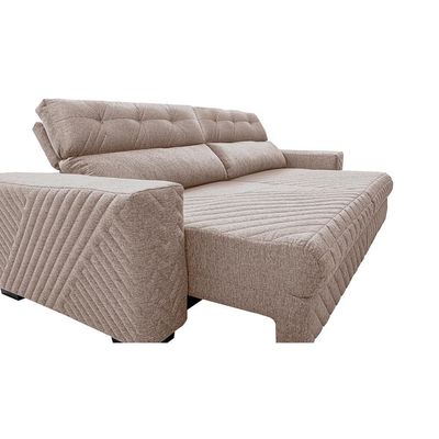 Sofá Retrátil E Reclinável 2,55m Molas Ensacadas Cama Inbox Style Thermo Gel Linho Bege Claro