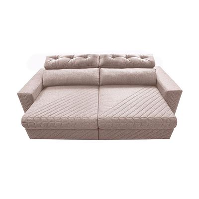 Sofá Retrátil E Reclinável 2,55m Molas Ensacadas Cama Inbox Style Thermo Gel Linho Bege Claro