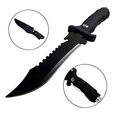 Faca Esportiva 29cm Com Bússola Integrada E Estojo – Lâmina Em Aço Inox Para Camping, Trilhas E Aventuras Outdoor
