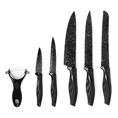 Kit De Facas 6 Peças Em Aço Inox Com Revestimento Antiaderente E Cabos Ergonômicos – Preto