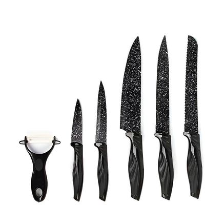 Kit De Facas 6 Peças Em Aço Inox Com Revestimento Antiaderente E Cabos Ergonômicos – Preto
