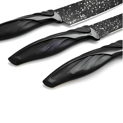Kit De Facas 6 Peças Em Aço Inox Com Revestimento Antiaderente E Cabos Ergonômicos – Preto