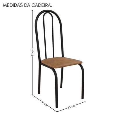 Kit 6 Cadeiras Ilhabela Estrutura Em Aço Preto Tecido Jambo