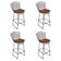 Kit 4 Banquetas Bistrô Bertoia Preta D70 Com Assento Marrom