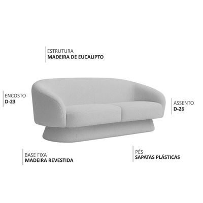 Sofá Orgânico 03 Lugares 180cm Liz Bouclé Cinza Claro - Nexta Casa