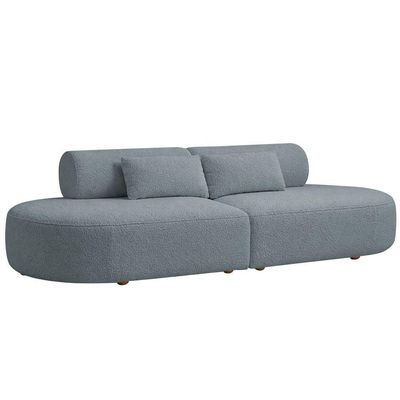 Sofá Orgânico Horizonte 4 Lugares 230cm Bouclé Azul Claro - Nexta Casa