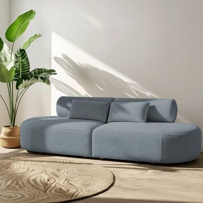 Sofá Orgânico Horizonte 4 Lugares 230cm Bouclé Azul Claro - Nexta Casa