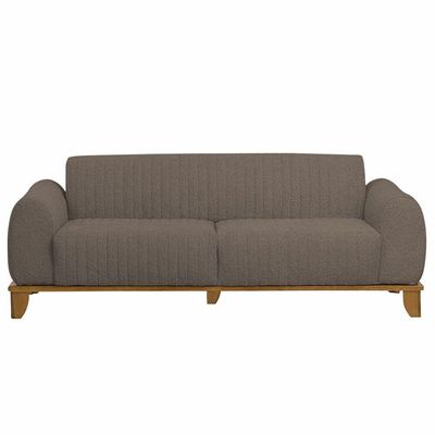 Sofá Molino 3 Lugares 210cm Pés Madeira Castanho Bouclé Marrom - Nexta Casa