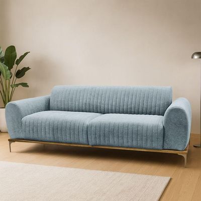 Sofá Molino 2 Lugares 180cm Pés Ouro Fosco Bouclé Azul Claro - Nexta Casa
