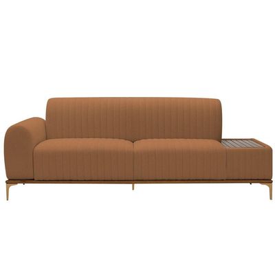 Sofá Molino 3 Lugares 210cm C/mesa Auxiliar Esquerdo Pés Ouro.f Bouclé Terracota - Nexta Casa