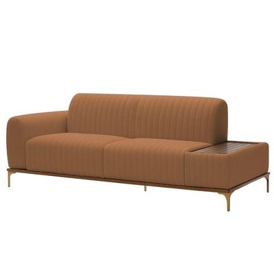 Sofá Molino 3 Lugares 210cm C/mesa Auxiliar Esquerdo Pés Ouro.f Bouclé Terracota - Nexta Casa