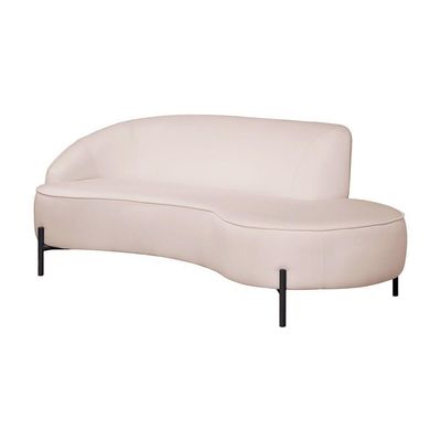 Sofá Curvo 3 Lugares 180cm Braço Dir. Thommy Pés Preto Linho Off White - Nexta Casa