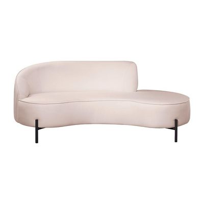 Sofá Curvo 3 Lugares 180cm Braço Dir. Thommy Pés Preto Linho Off White - Nexta Casa