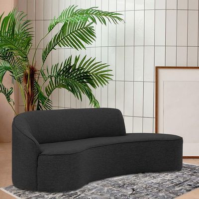 Sofá Curvo 03 Lugares 180cm Eron Braço Direito Linho Preto Acinzentado - Nexta Casa