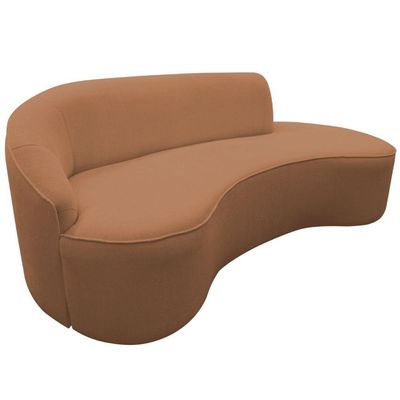 Sofá Curvo 03 Lugares 210cm Eron Braço Direito Bouclé Terracota - Nexta Casa