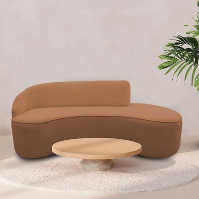 Sofá Curvo 03 Lugares 210cm Eron Braço Direito Bouclé Terracota - Nexta Casa