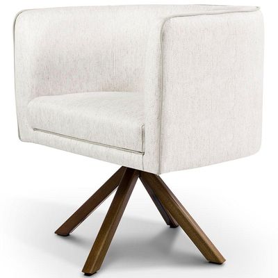 Poltrona Para Sala Betina Giratória Giromad Viscolinho Off White - Nexta Casa