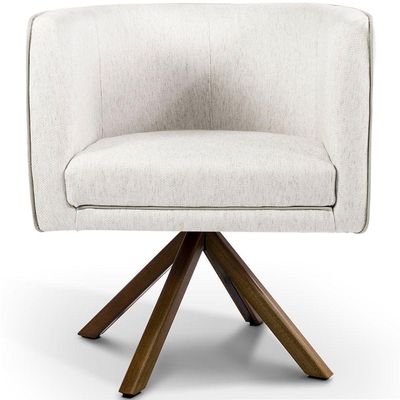 Poltrona Para Sala Betina Giratória Giromad Viscolinho Off White - Nexta Casa