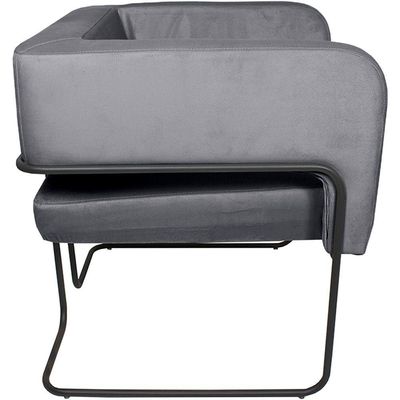 Poltrona Decorativa Scarlett Base Aço Preto Veludo Titânio - Nexta Casa