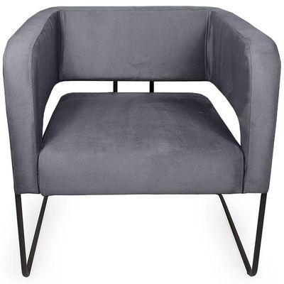 Poltrona Decorativa Scarlett Base Aço Preto Veludo Titânio - Nexta Casa