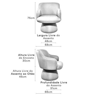 Poltrona Jade Base Cone Giratória Linho Verde - Nexta Casa