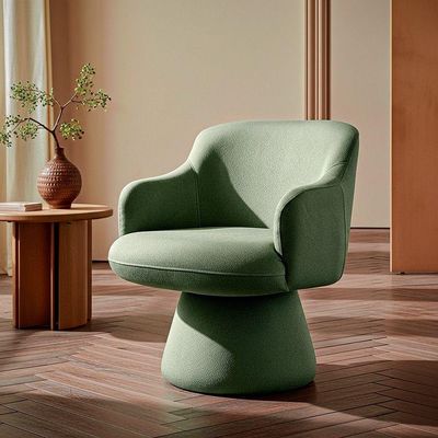 Poltrona Jade Base Cone Giratória Linho Verde - Nexta Casa