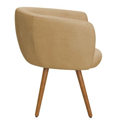 Poltrona Decorativa Isis Pés Palito Castanho Bouclé Camel - Nexta Casa