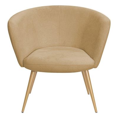 Poltrona Decorativa Isis Pés Palito Ouro Fosco Bouclé Camel - Nexta Casa