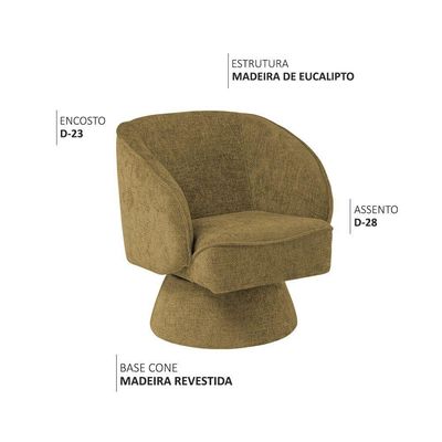 Poltrona Decorativa Agnes Base Giratória Linhão Aveludado Mostarda - Nexta Casa