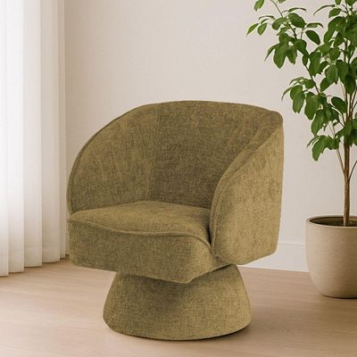 Poltrona Decorativa Agnes Base Giratória Linhão Aveludado Mostarda - Nexta Casa