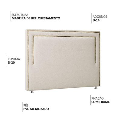 Cabeceira Cama Box Queen 160 Cm London Bouclé Off White - Nexta Casa