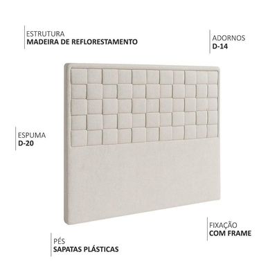 Cabeceira Cama Box Casal King 195 Cm Madri Linho Cru - Nexta Casa